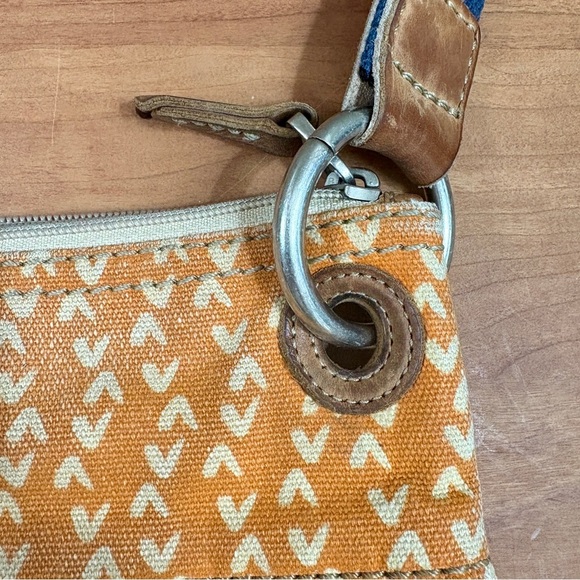 Fossil Vintage Key-Per Crossbody Hobo Canvas Bag, Orange & Yellow Floral Design - Picture 10 of 12